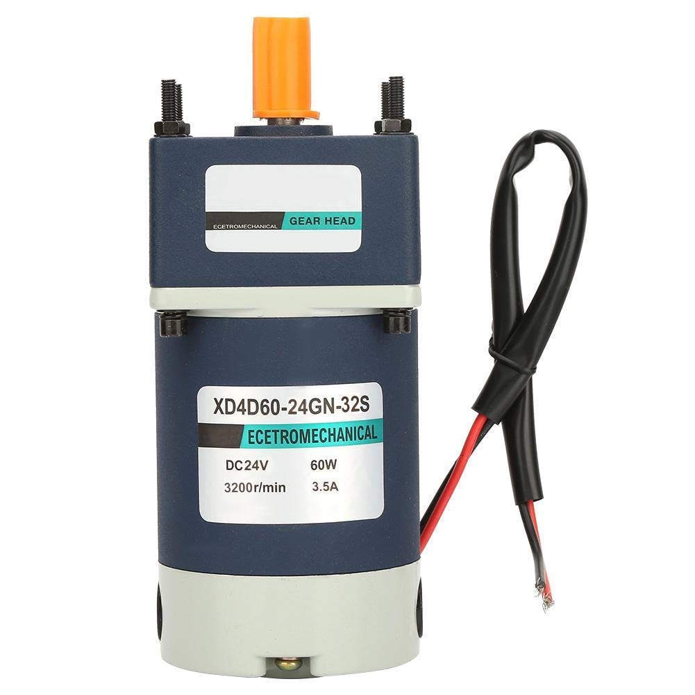 Walfront (24V 60W) Metal Gear Motor Permanent Magnet DC Geared High Torsion Adjustable Speed Motor (Reduction Ratio 20, 160RPM), Geared
