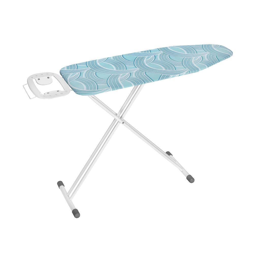 WENKO Bügeltisch Supreme, Bügelbrett mit großer Bügelfläche (120x42 cm) und extra dicker Polsterung, rückenschonend höhenverstellbar, stabiles Gestell aus Metall in Weiß, zusammengeklappt: 164x42x6 cm