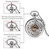 Avaner Steampunk Retro Half Hunter Copper Gear Skeleton Hand Wind Mechanical Roman/Arabic Numeral Analog Display Pocket Watch with 14" Chain (Silver) #5