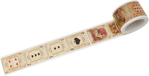 Miniatura 2 de Wrapables - Cinta adhesiva decorativa de Washi, 0.984 in x 16.4 ft, tarjetas de Alicia en el país de las maravillas