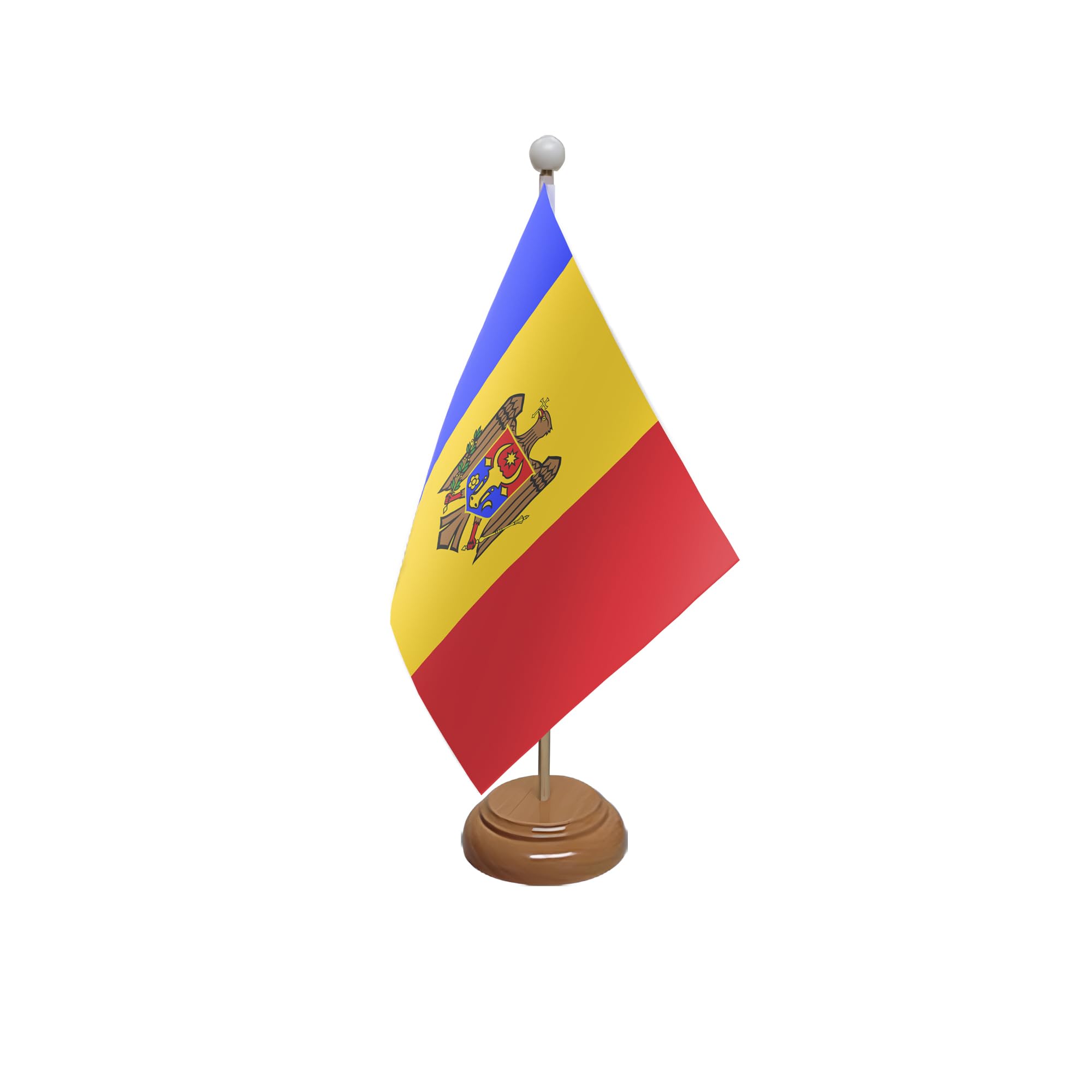 Flagtex Moldova Wooden Table Flag With Wooden Base