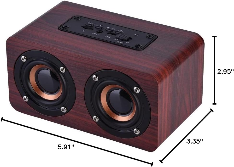 PUSOKEI Mini Bluetooth 4.2 Speaker, Wooden Combination Speaker Stereo Loudspeakers with 2 Horn,Portable Rechargeable Multimedia Music Speakers Support 3.5mm Input,TF - Image 10