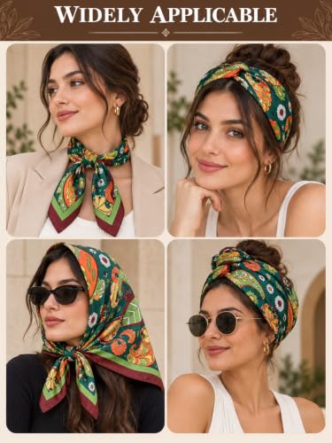 Image of Ravaiyaa - Attitude is everything Women Printed Silk Bandana 21 x 21 Inch Square Headband & Hair Wrap, Soft & Versatile | Fashion Neck Wrap