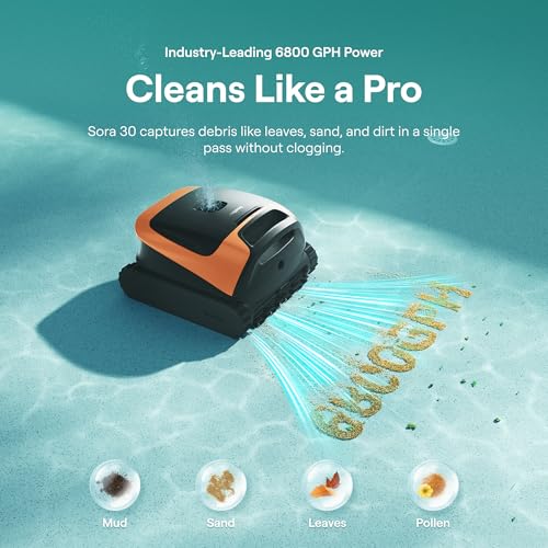 Image of Beatbot Sora 30 Pool Vacuum Robot, 4-in-1 Cleaner with Shallow-Area Cleaning, 6800GPH Power, Smart Surface Parking, 5L Capacity for Above & In-Ground Pools Up to 3229 sq. ft, Vibrant Orange