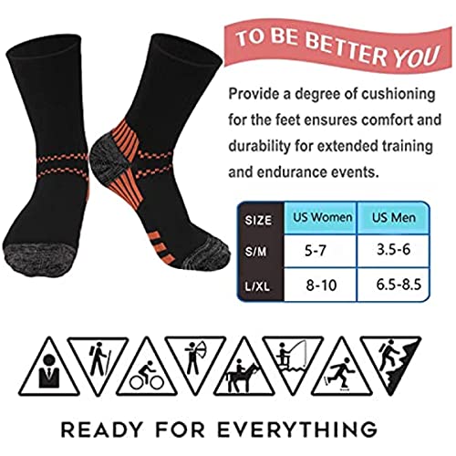 Image of Sooverki Copper Compression Socks Women and Men 6 Pairs - Circulation Arch Support Plantar Fasciitis Running Ankle Socks