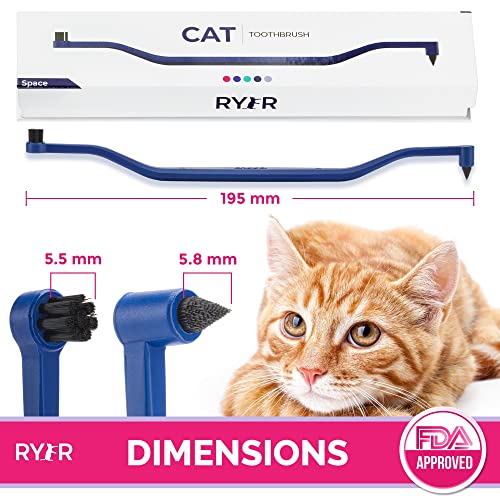 Image of RYERCAT Space Dual Sided Cat Toothbrush - Only 8mm Wide to fit into Cat's Mouth - Cat Dental Supplies