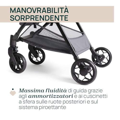 Chicco Urbino, Passeggino 0+ Mesi-22 Kg, Passeggino Leggero con Chiusura Smart e Compatta, Capotte Estensibile con Trattamenti UV50+ Antipioggia, Schienale Reclinabile, Regolabile, Poggiagambe, Grigio - 6