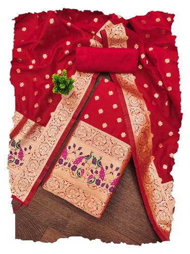 Image of DEVANGI Women's Pathni Banarasi Silk Unstitched Salwar Suit Dress Material With Dupatta