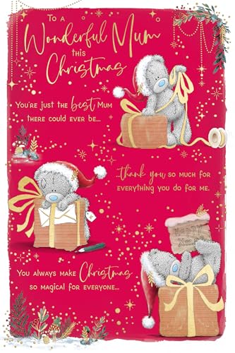 Me To You Tatty Teddy Christmas Card To My Wonderful Mum Lovely Card With Paper Insert 6x9ins - Official Collection