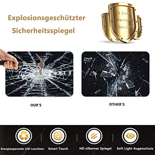 60 cm ronde badkamerspiegel - LED badkamerspiegel met digitale klok, LED-licht, touch-schakelaar - Image 5