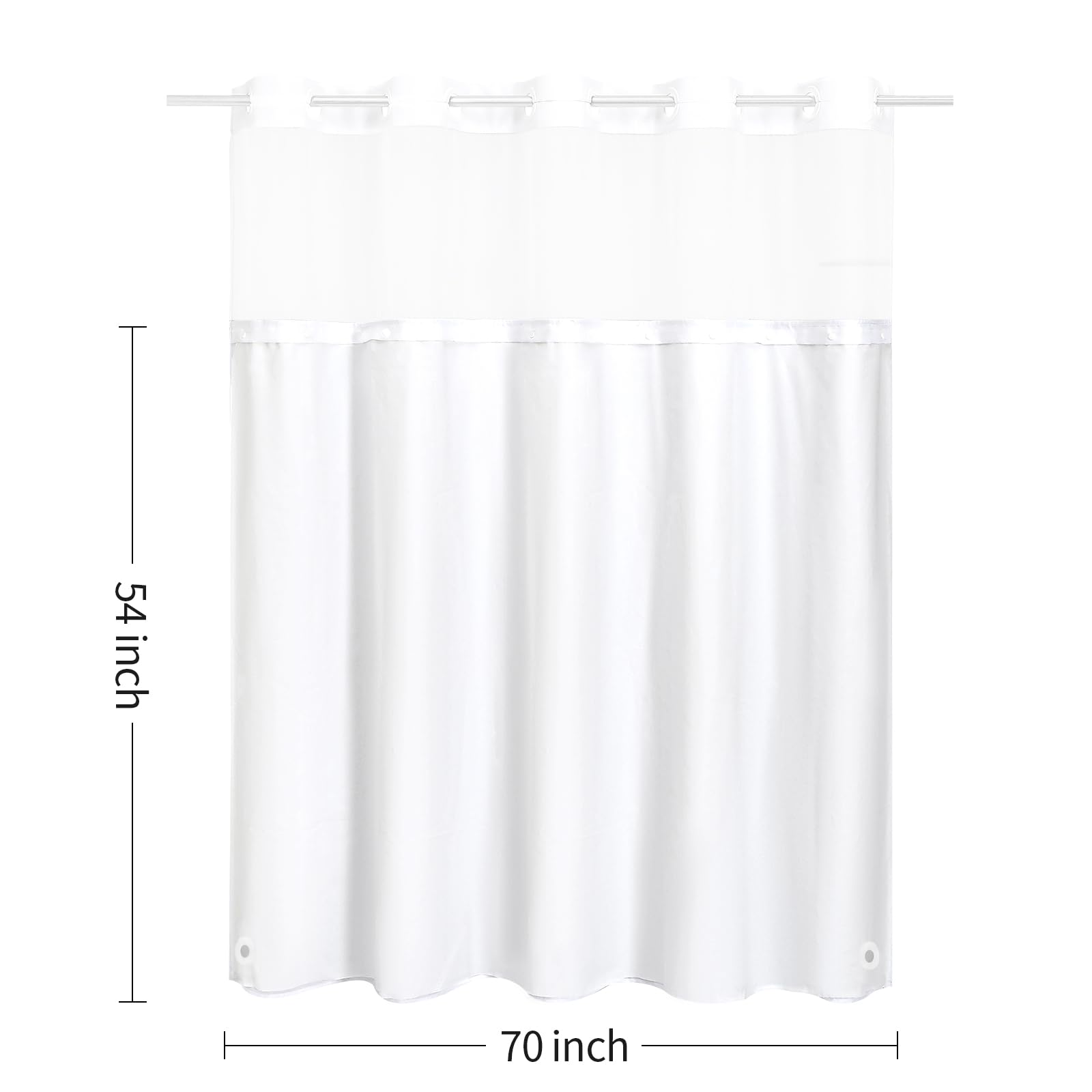 Litabel Lot de 2 doublures de rideau de douche de rechange en PEVA blanc, 177,8 x 137,2 cm (l x H), imperméables et amovibles pour rideaux de douche sans crochet avec doublure à clipser, qualité