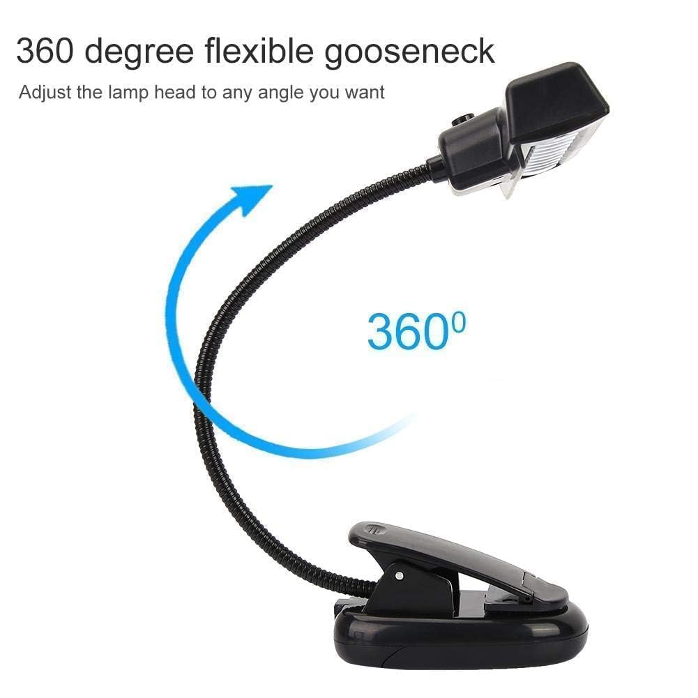 Vbest life Lámpara de soporte musical, lámpara de soporte musical de orquesta de plástico portátil, lámpara de soporte musical de soporte de cuello flexible USB de lectura LED - Negro