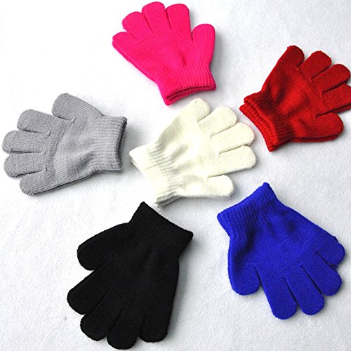 Little Kids Solid Winter Knitted Full Finger Gloves, 3-8 Years Old4