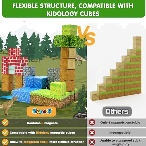 Image of Kidology 48PCS Magnetic Blocks | Build Mine Magnet World Magic Portal Set - STEM Magnetic Tiles Building Blocks Toy for Toddlers | Creative Sensory Outdoor Learning Toy for Kids Ages 3+