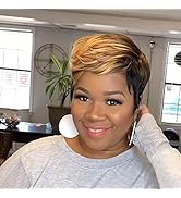 Fereowth Kurzhaarperücke, kurz, Pixie, menschliches Haar, mit Pony, glatt, brasilianisches Haar, ...