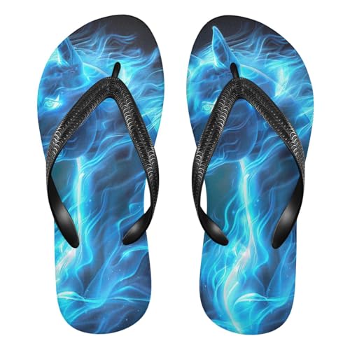 Blue Flame Horse Flip Flop Beach Summer Casual Sandal for Women & Men Shower Shoes 20856498