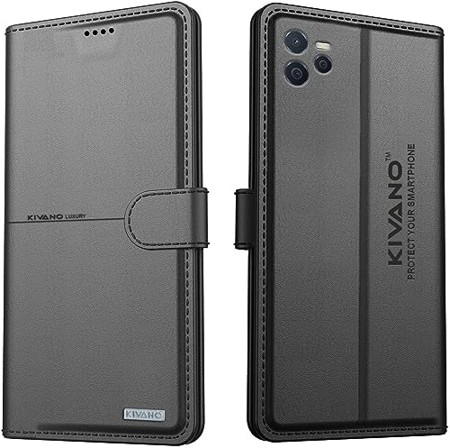 Image of KIVANO Compatible with Realme Narzo 50A Prime /Realme C35 Flip Cover | Leather Finish | Inside Pockets & Inbuilt Stand | Shockproof Wallet Style Magnetic Closure Back Cover Case