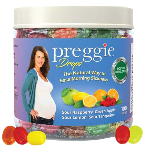 Preggie Drops Pregnancy Nausea Lozenges with Essential Oils & Fruit Extracts Morning Queasiness Lozenges for Pregnant Women Natural Sour Drops Variety Pack 100 Count