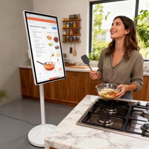 TéLéViseur Portable Sur Roues- Moniteur Intelligent Full Hd 1080p Avec Batterie, Stockage 4Go+64Go/8Go+128Go Et Design Pivotant à 360° - Assistant IdéAl Pour Cuisine Et Bureau Mobile 21.5in4G+64G