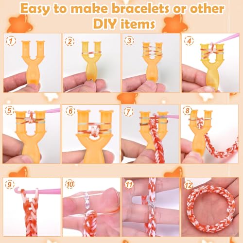 Image of PATPAT Loom Rubber Band Bracelet Making Kit, 13-Color Elastic Woven Rubber Bands Bracelet Making Set with Assorted Charms, DIY Jewelry Craft Set with Beads, Cords & Accessories for Kids and Adults