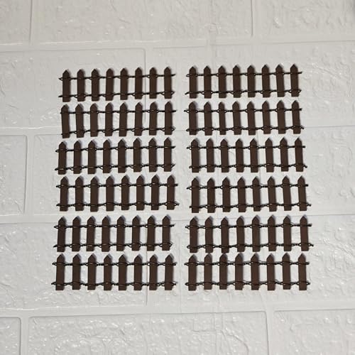 Image of Miniature Fence for Miniature Garden, Fairy Garden Decor, Dollhouse Accessory, Set of 12 Pc, Brown 10 x 3 cm