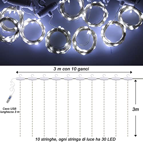 Anpro Tenda Luminosa - USB Tenda Luci 300 LED