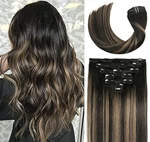 Clip In Human Hair Extensions 120g 20in Natural Black to Chestnut