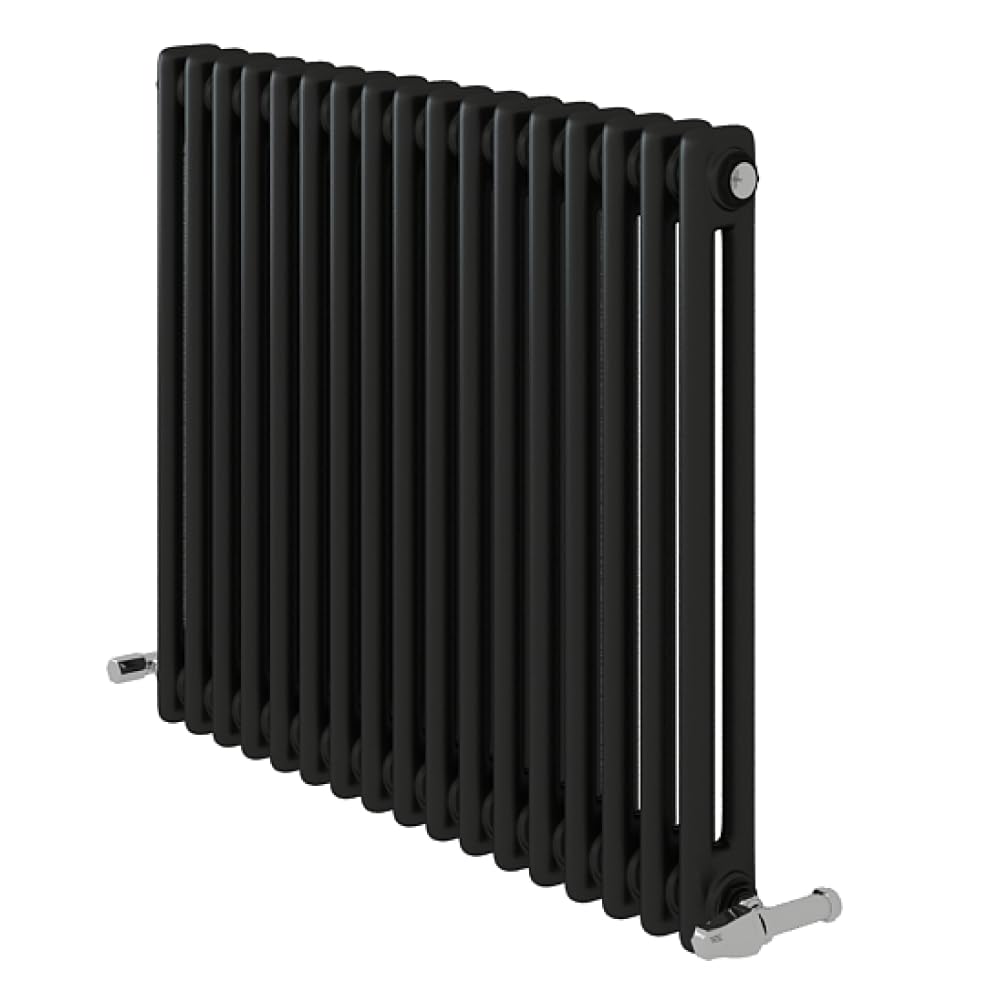 iBathUK Regency Wall-Mounted Horizontal 2 Column Radiator, Steel Cast Iron Style High Thermal Output Hydronic Central Heating, Traditional Designer Radiator in Matt Anthracite, 600 ร 785mm