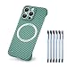 Produktbild LLPO iPhone Carbon Fiber Magnetic Case, iPhone 14 Pro Max Case Magnetic Carbon Fiber, 2022 New Texture Frameless Magnetic Charging Phone Case for iPhone 11 12 13 14 All Series (Green,iphone12Pro)