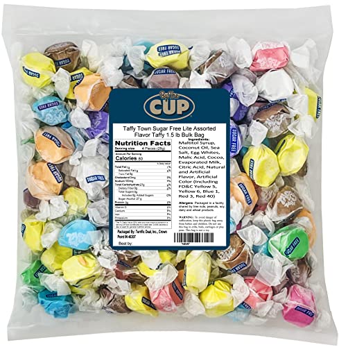 By The Cup Sugar Free Assorted Taffy Town Taffy, 1.5 Lb #TOP14
