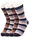 Vero Monte 4 Pairs Women's Horizontal Stripes Modal Casual Crew Socks