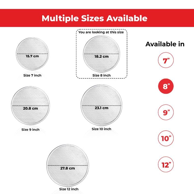 HAZEL Aluminum Pizza Mesh Tray | 8 Inch Round Baking Screen for Crispy Crust