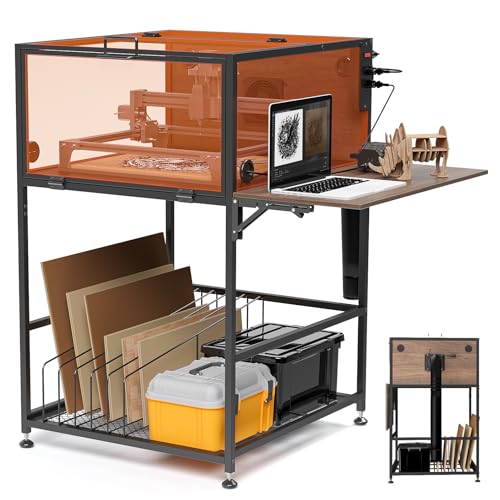 Crafit Laser Engraver Enclosure Cabinet with Exhaust, Laser Engraving Table with Ventilation Fan, Heavy Duty Laser Cutter Protective Cover Tent with Eye Protection, Insulates against Noise Fumes Odors