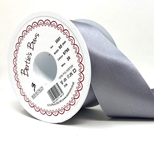 Berisfords Ribbon, Polyester, Grey, 20m x 50mm