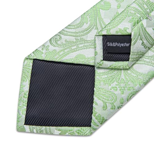 Image of DiBanGu Mens Paisley Tie Set Silk Woven Jacquard Necktie and Pocket Square Cufflinks Gift Set for Wedding Bussiness
