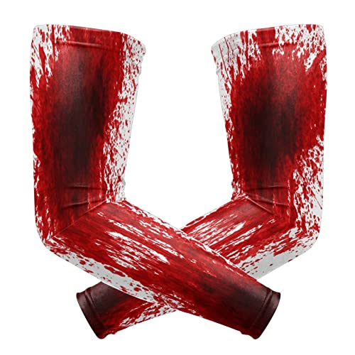ZGXJJPP Bloody Splatter Arm Sleeves for Men or Women - Tattoo Cover Up - Cooling Sports Sleeve for Basketball Golf Football