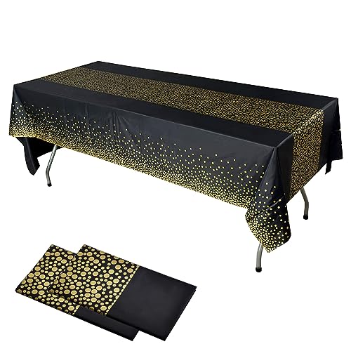 2 Stück Schwarz Gold Party Tischdecke Bierbank Tischdecke Einweg...