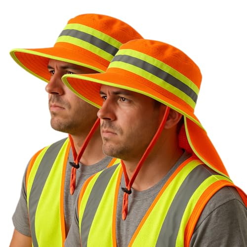 Image of TZ Promise Men High Visibility Reflective Bucket Hat with Neck Flap Wide Brim Boonie Sun Hat Cap