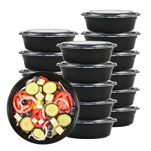Image of LOKATSE HOME 32 oz Round Meal Prep Containers with Lids 16 Pack Food Storage Bento Box Microwave Dishwasher Freezer Safe