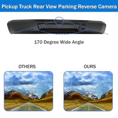 Image of HC3Z-9943400-NB Tailgate Handle with Rear View Backup Camera Fit for Ford F250 Super Duty 2017-2020 Without Release Button Pickup Truck Rear View Parking Reverse Camera Replace HC3Z-9943400-NA