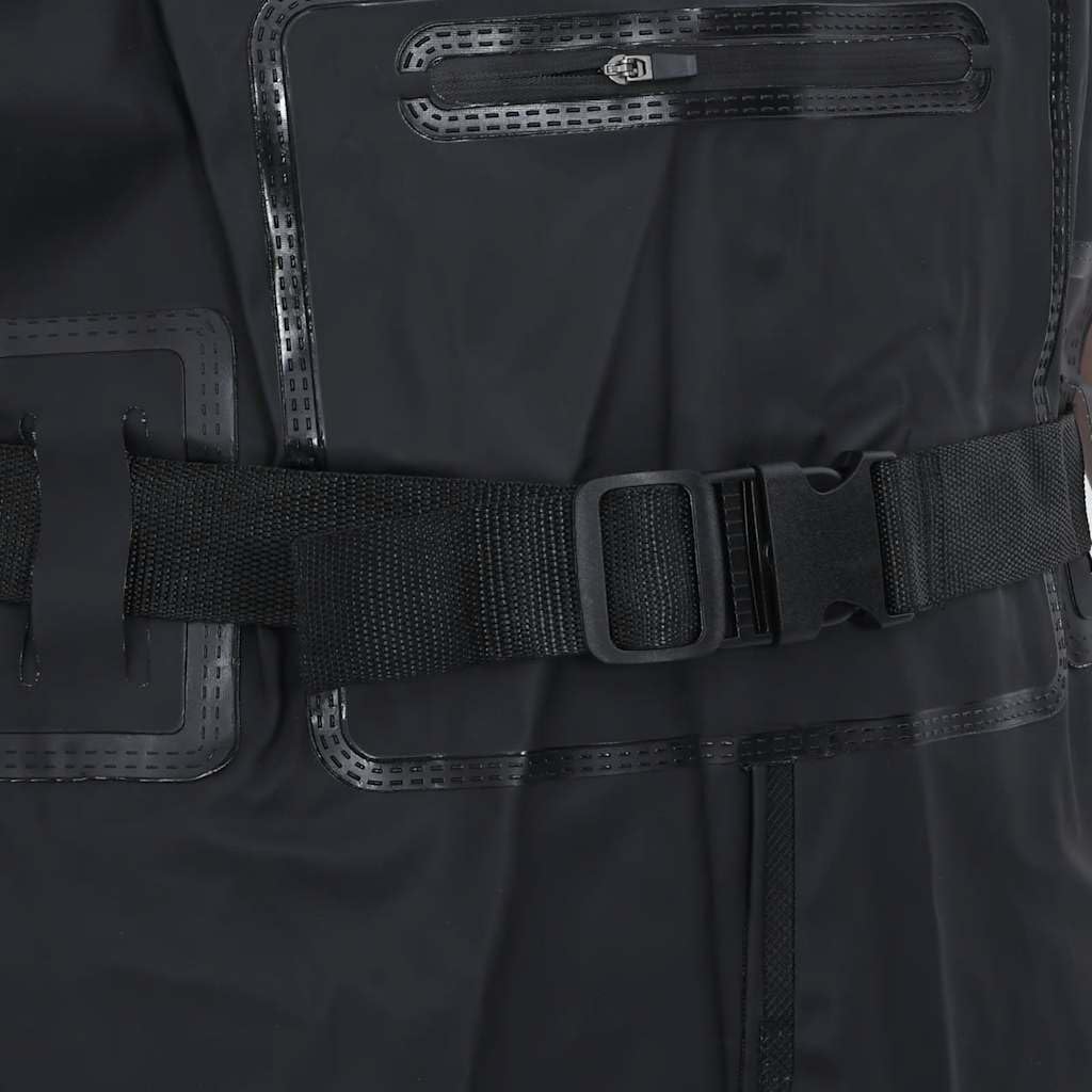 Pantalones de vadeo impermeables con botas y cinturón de color verde oscuro para pesca, caza, trabajo al aire libre y limpieza de estanques, poliéster recubierto de PVC duradero