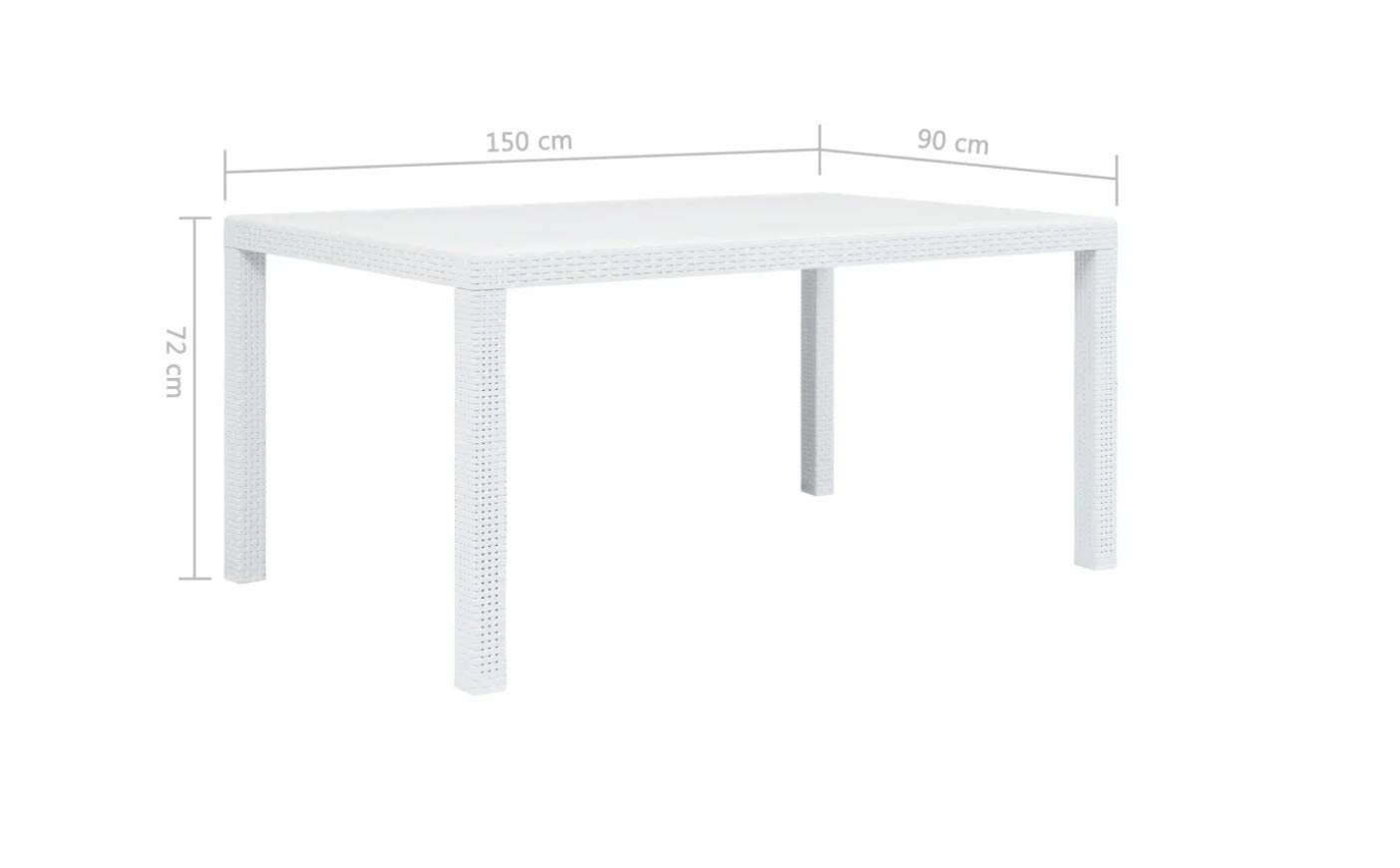 Tomaino Tavolo da giardino in plastica effetto rattan rettangolare (bianco)