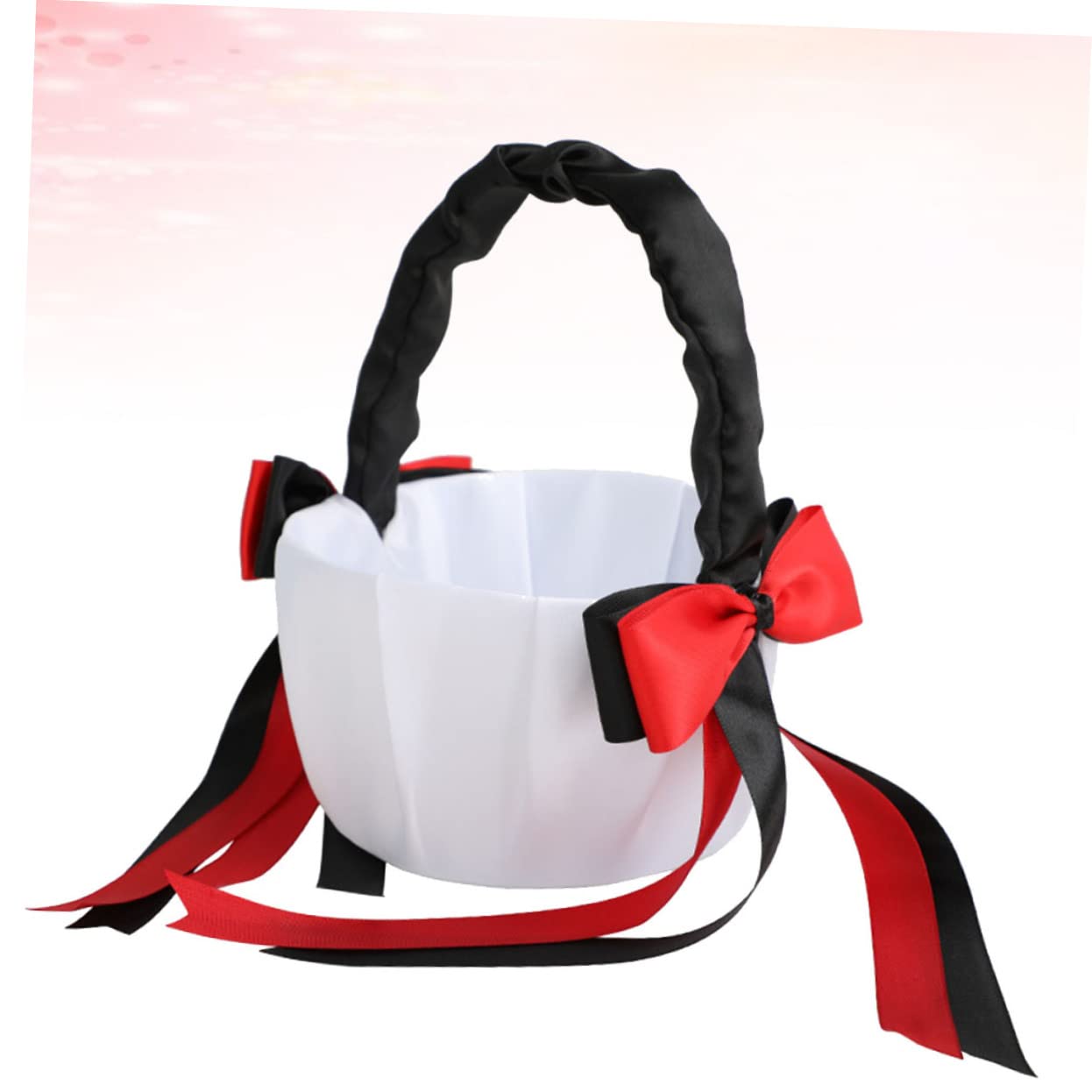 OFFSCH Black Ribbon Flower Girl Basket Elegant Portable Wedding Ceremony Supplies for Special Events Lightweight Design for Flower Petals Reusable Western-style Decor for Celebrations