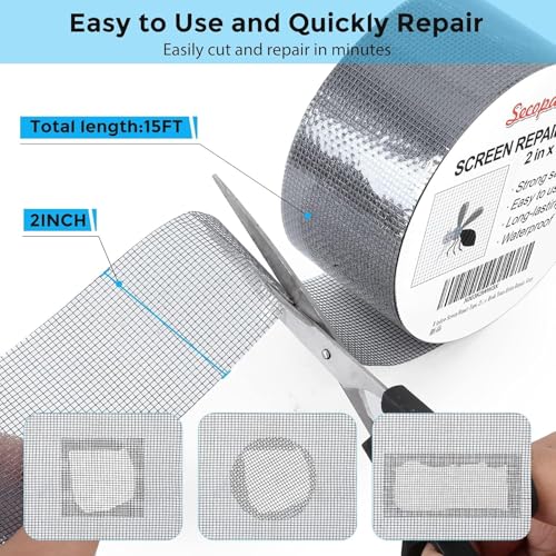 Image of 2 Pcs Mosquito Net Patch Repair Tape, Window Screen Repair Tap, Strong Adhesive & Waterproof Window Mosquito net Covering Mesh Tape for Door Tears Holes Screen Patch Repair (200Cm X 5CM)