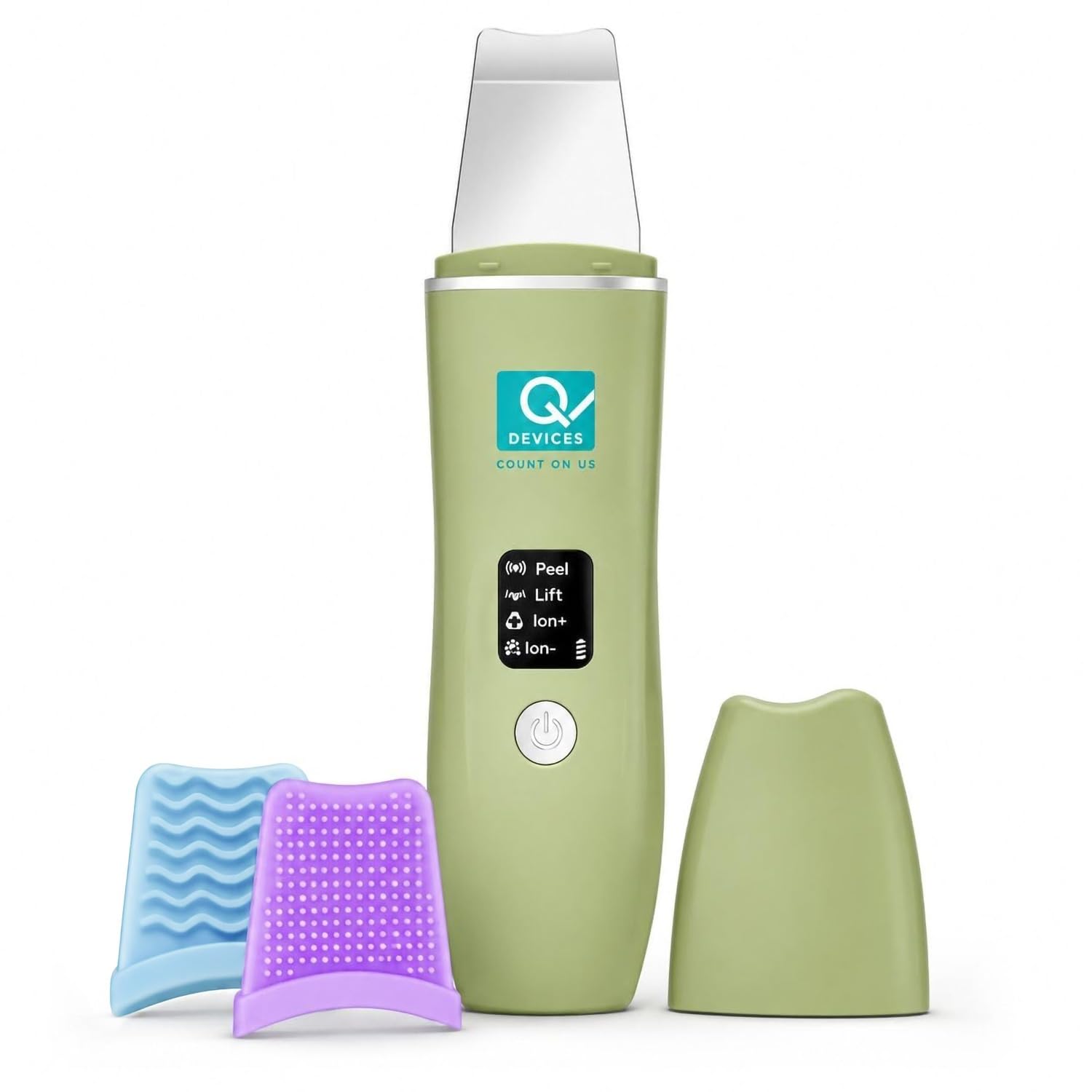 Q DEVICES Ultrasonic Facial Skin Scrubber, 4 Modes, Blackhead Remover, Facial Pores Cleaner, Stainless Steel Spatula, Extractor Tip, Silicone Covers, Rechargeable-image-44