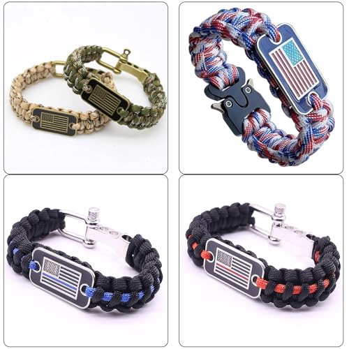 12 Pcs US Flag Rectangular Paracord Bracelet Accessories or Shoe Shoelace Decoration Zinc Alloy Rectangle with Rounded Corners 2 Holes2