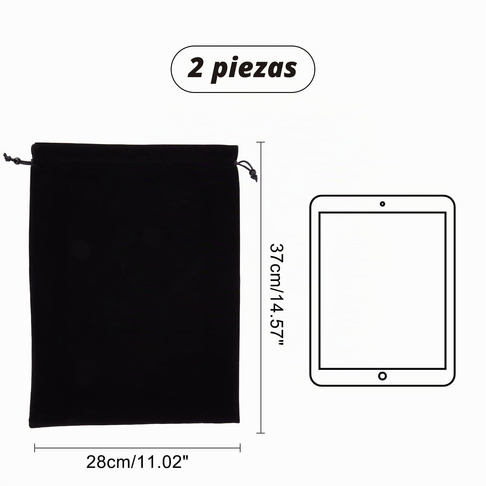 NBEADS 2 pz Bolsa Grande de Terciopelo Negro con Cordón, 37 x 28 cm, Rectangular para Bodas, Caramelos y Almacenamiento de Regalo