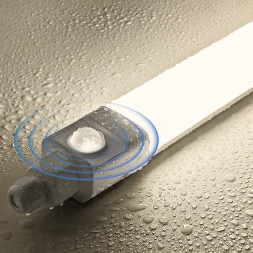Tobeter Neon LED 60 CM avec Detecteur de Mouvement, 18W 1800LM Tube Sensor Lampe, Linkable Luminaire Plafonnier Reglette Led, Blanc Neutre 4000K IP65 Pour...