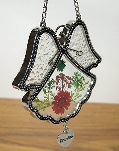 Grandmother Angel Sun Catcher - Pressed Flowers in Suncatcher with Silver Heart Grandma Charm - Gift for Grandma - Image 4