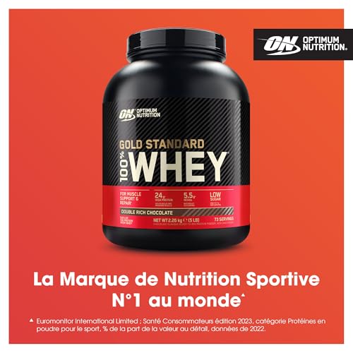 Optimum Nutrition Gold Standard 100% Whey, Poudre de Protéines pour Construction et Récupération Musculaire, avec Glutamine et Acides Aminés BCAA Naturels, Double Chocolat, 73 Portions, 2,26 kg – Image 3